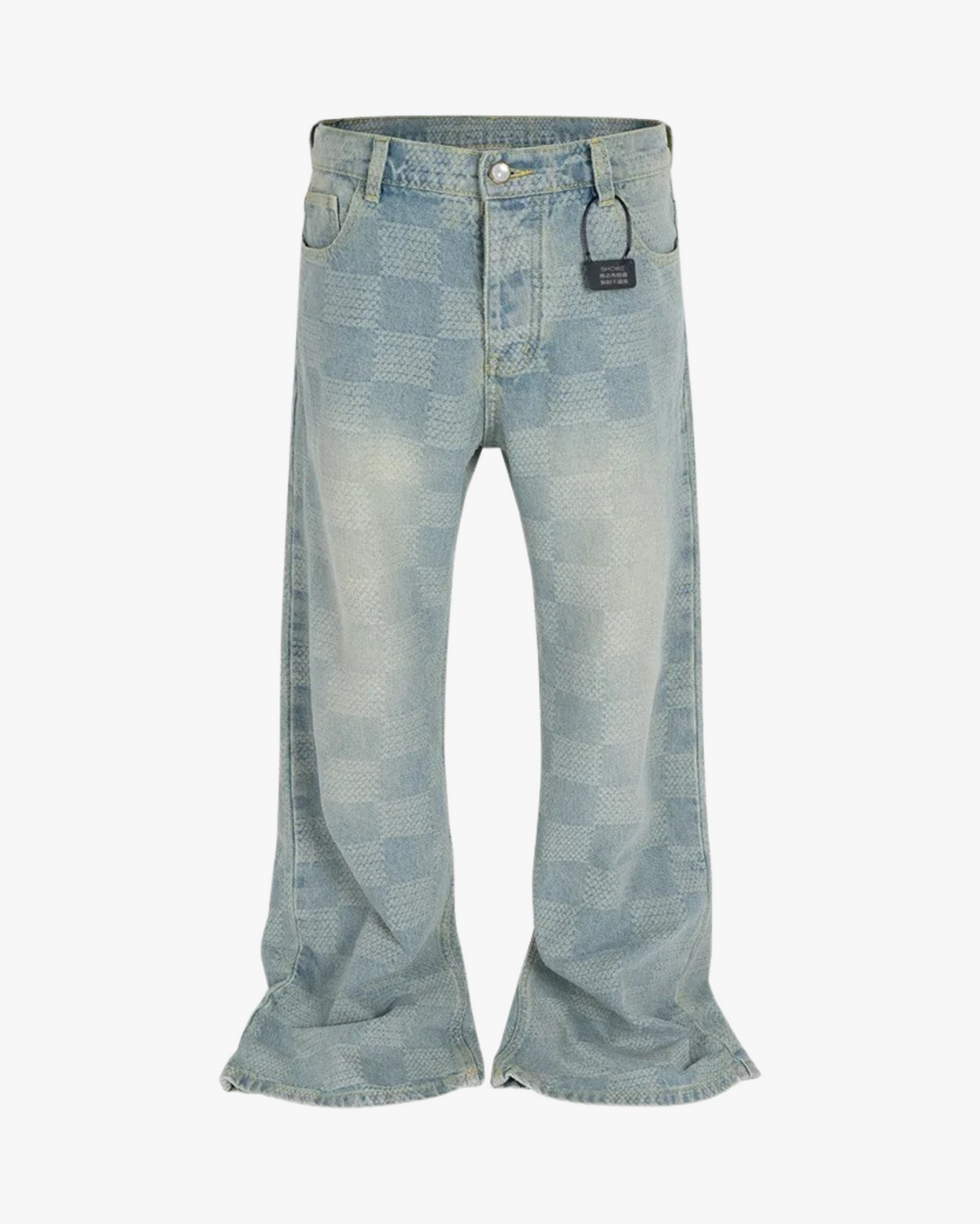 Fadeout Checkered Flare Jeans