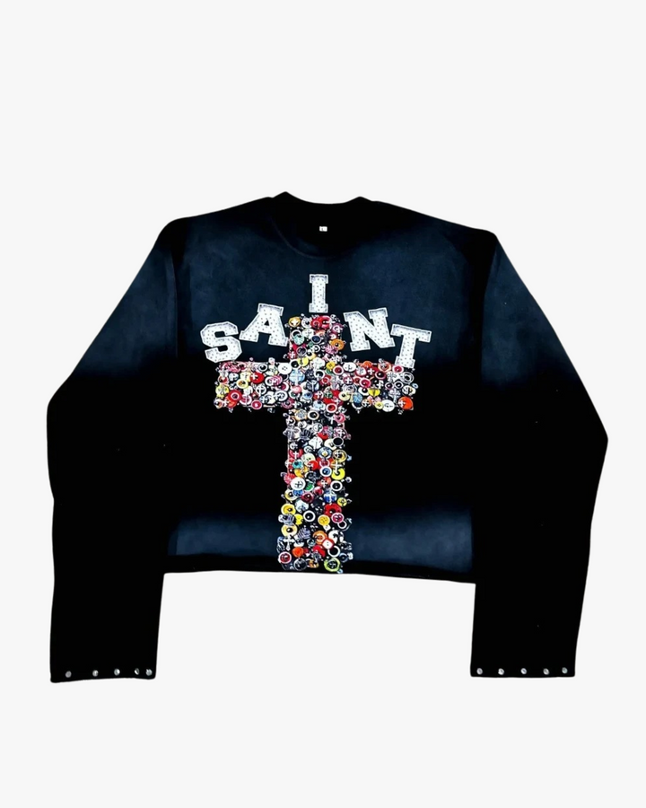 I SAINT Studded Cross Sweatshirt