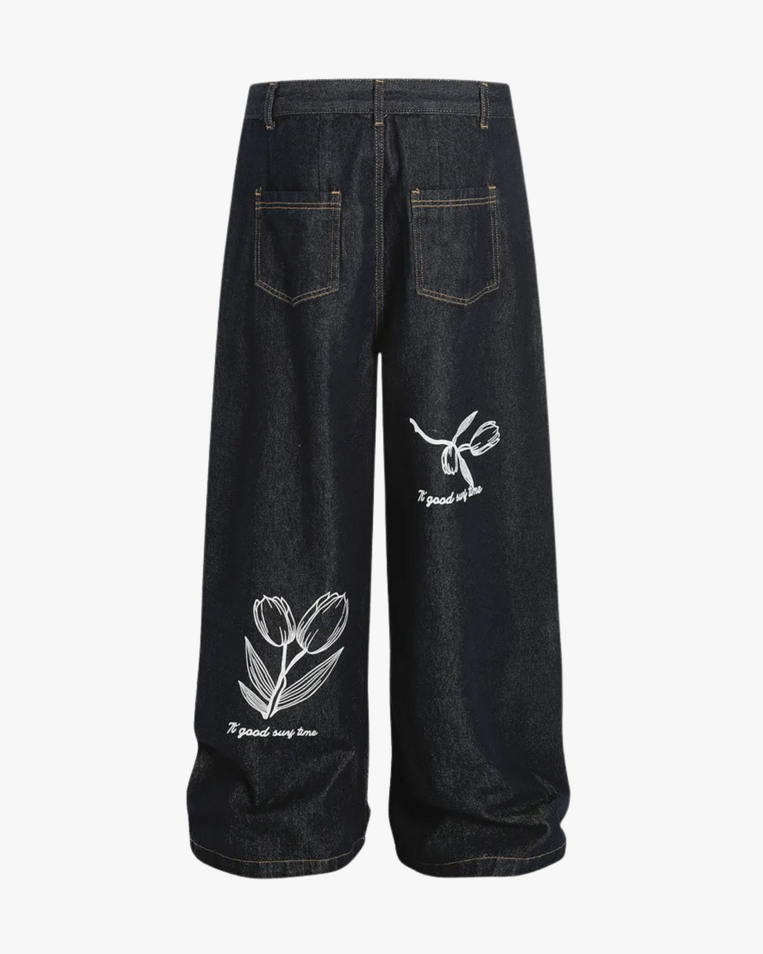 Tulip Script Wide-Leg Denim Trousers