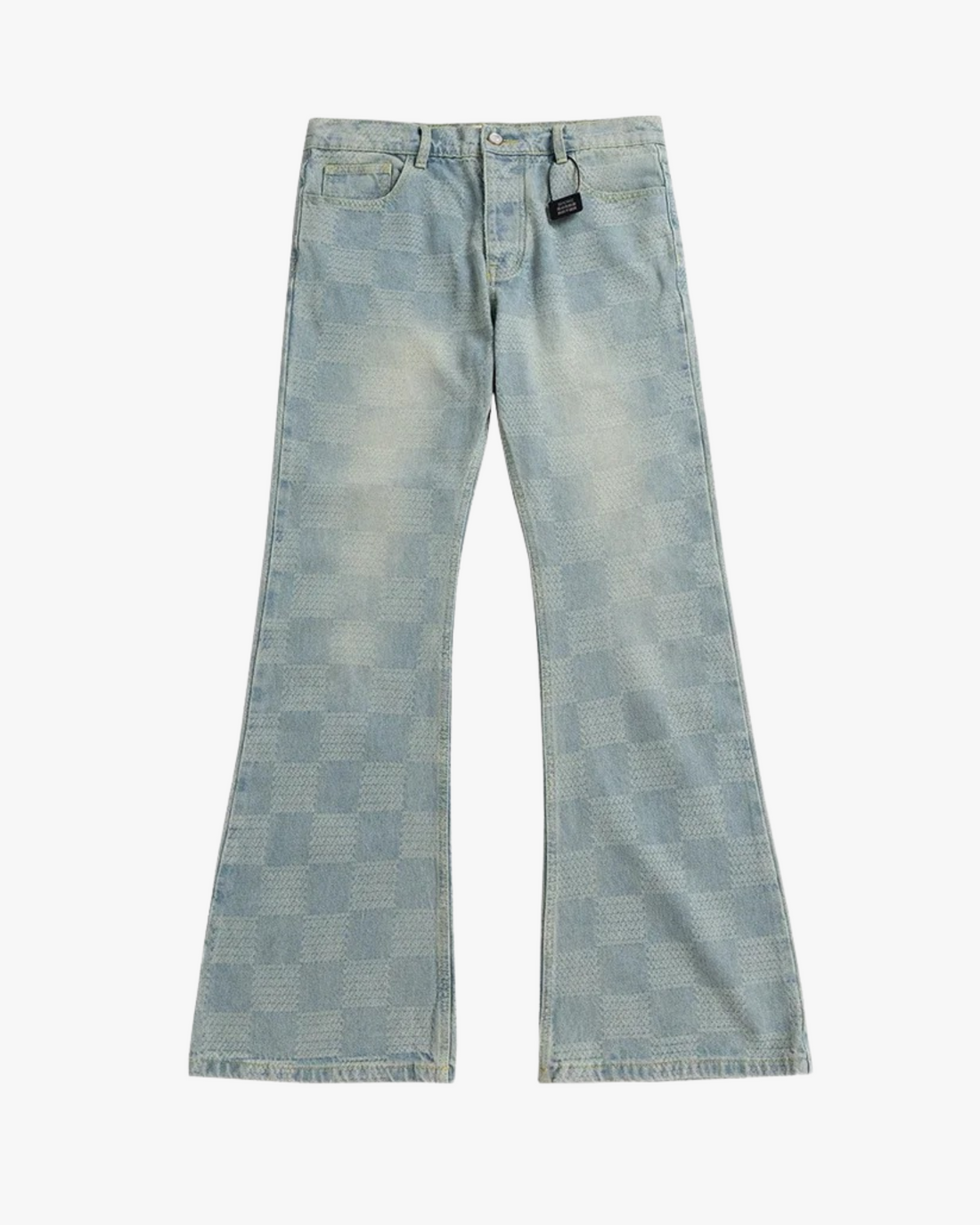Fadeout Checkered Flare Jeans
