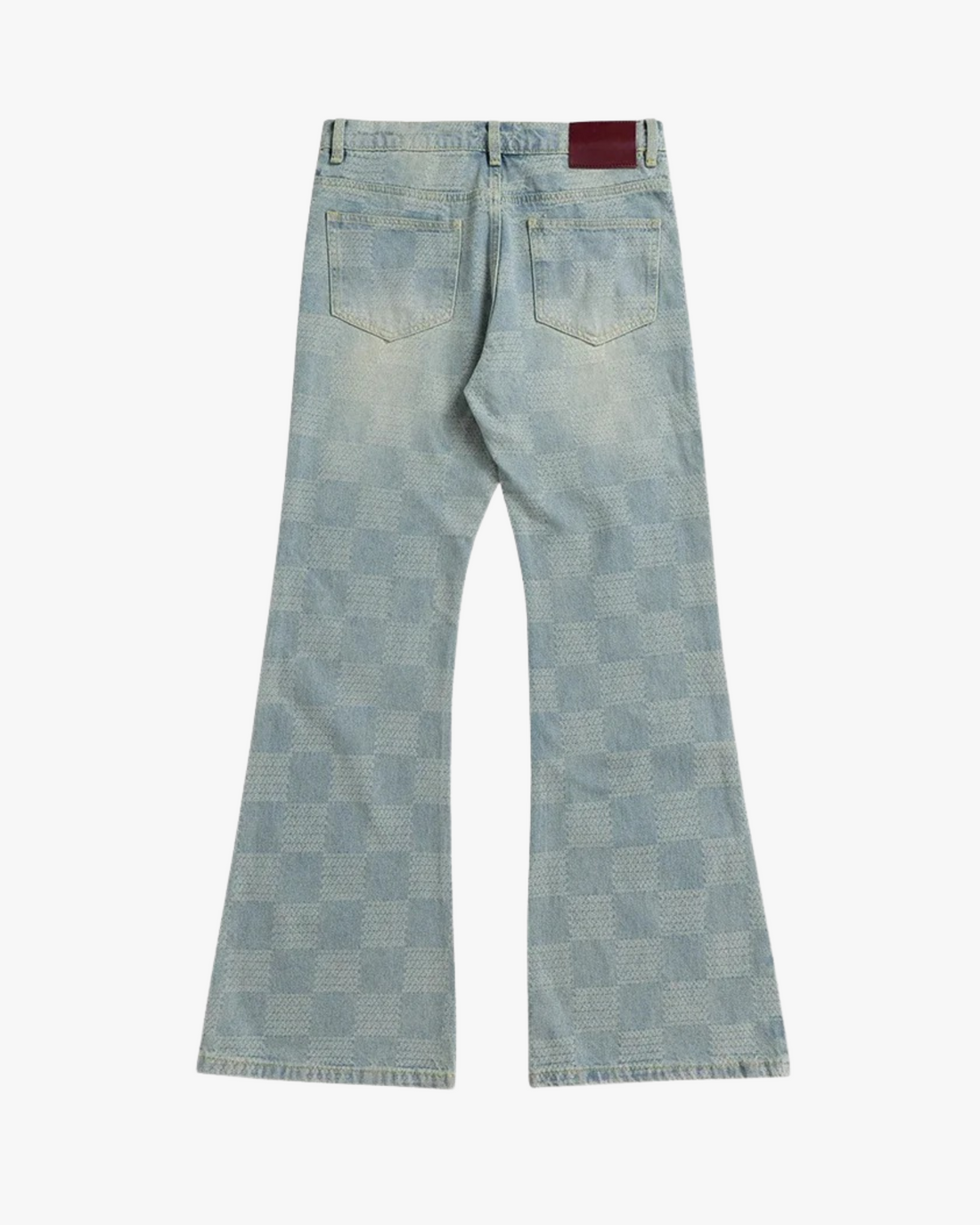 Fadeout Checkered Flare Jeans