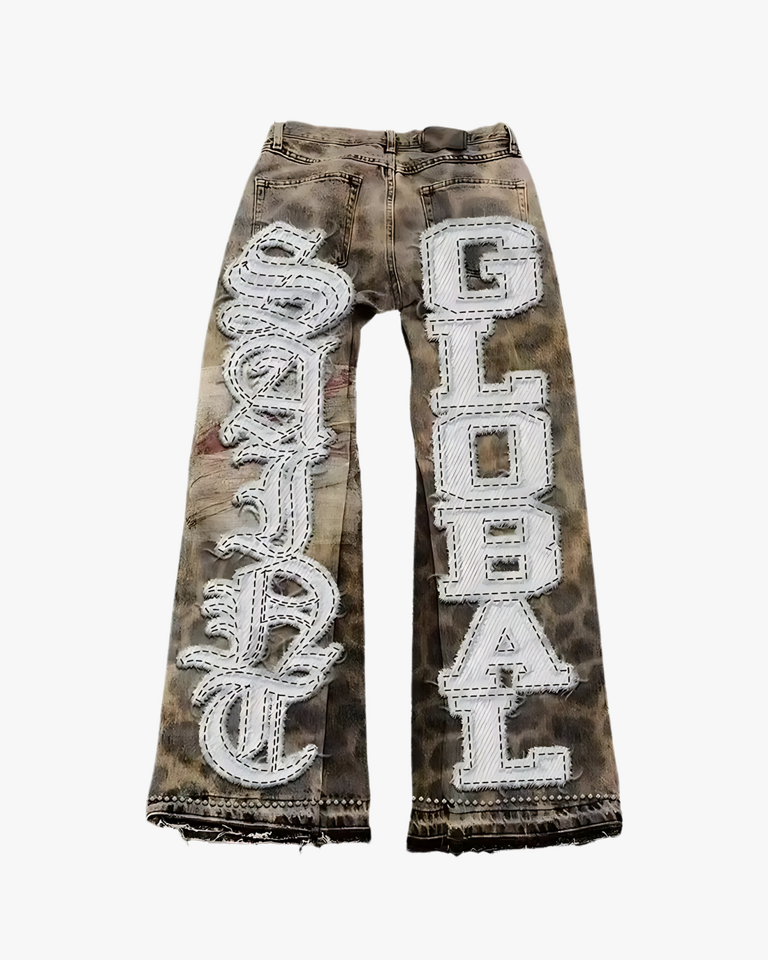 Global Distressed Leopard Pants
