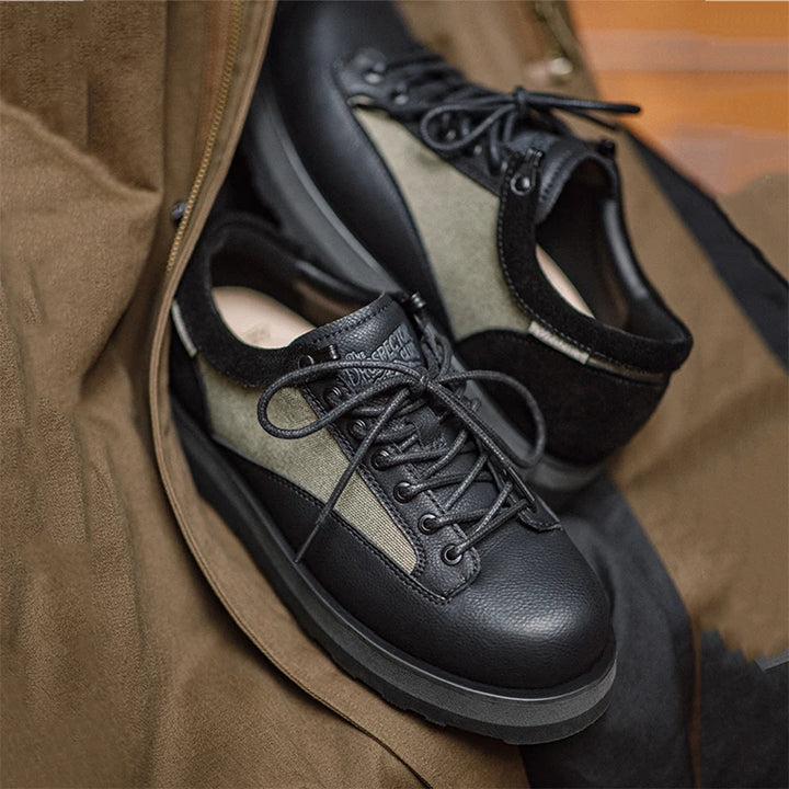 Maden Retro Thick-Soled Color-Block Leather Shoes – Men’s Fall Style