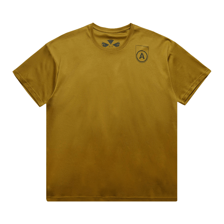 Acronym Ribbed Crewneck Logo Print T-Shirt 'Coyote'