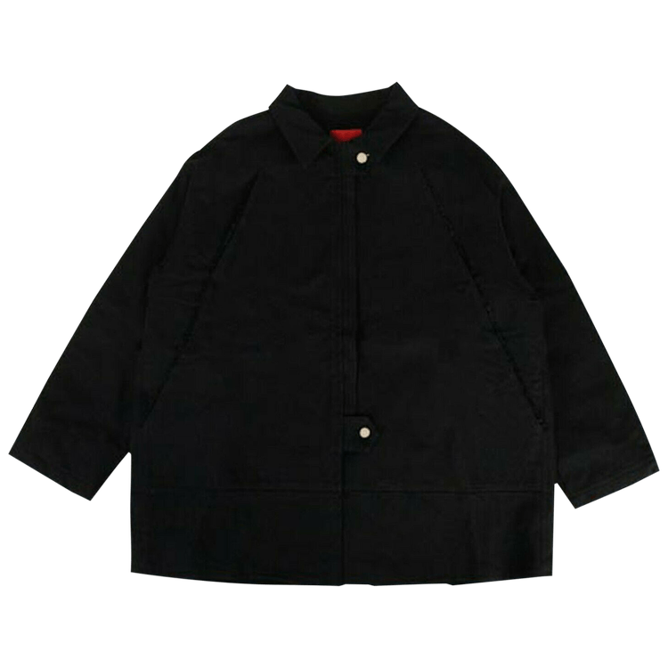 424 Collared Oversized Teared Canvas Jacket 'Black'