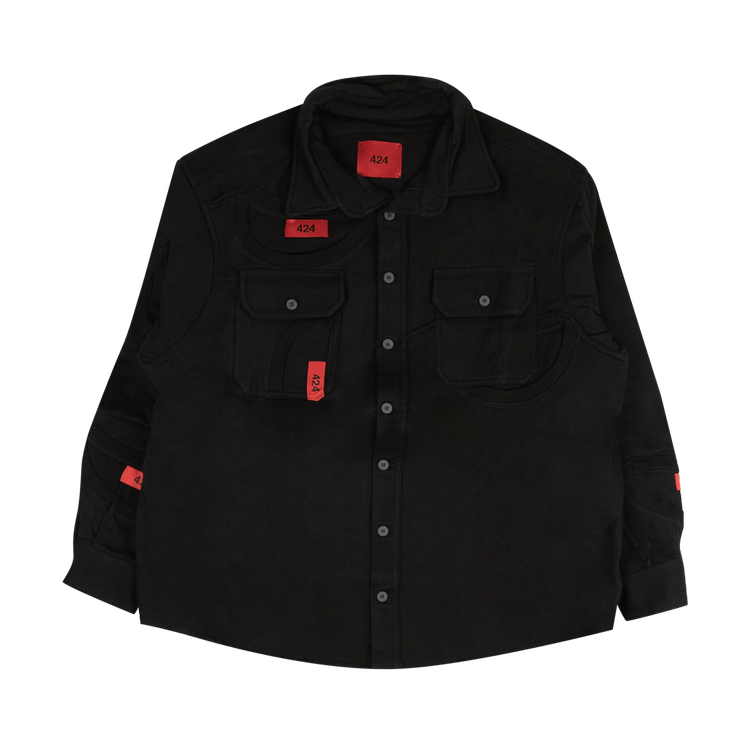 424 Button Down Collar Tag Shirt 'Black'