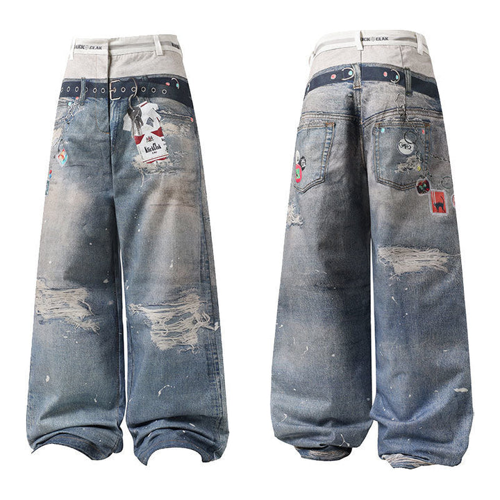 Omirad Vintage Patchwork Barrel Jeans