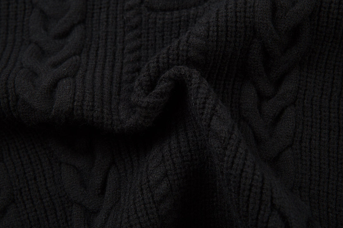 Omirad Vintage Cable Knit Polo Sweater