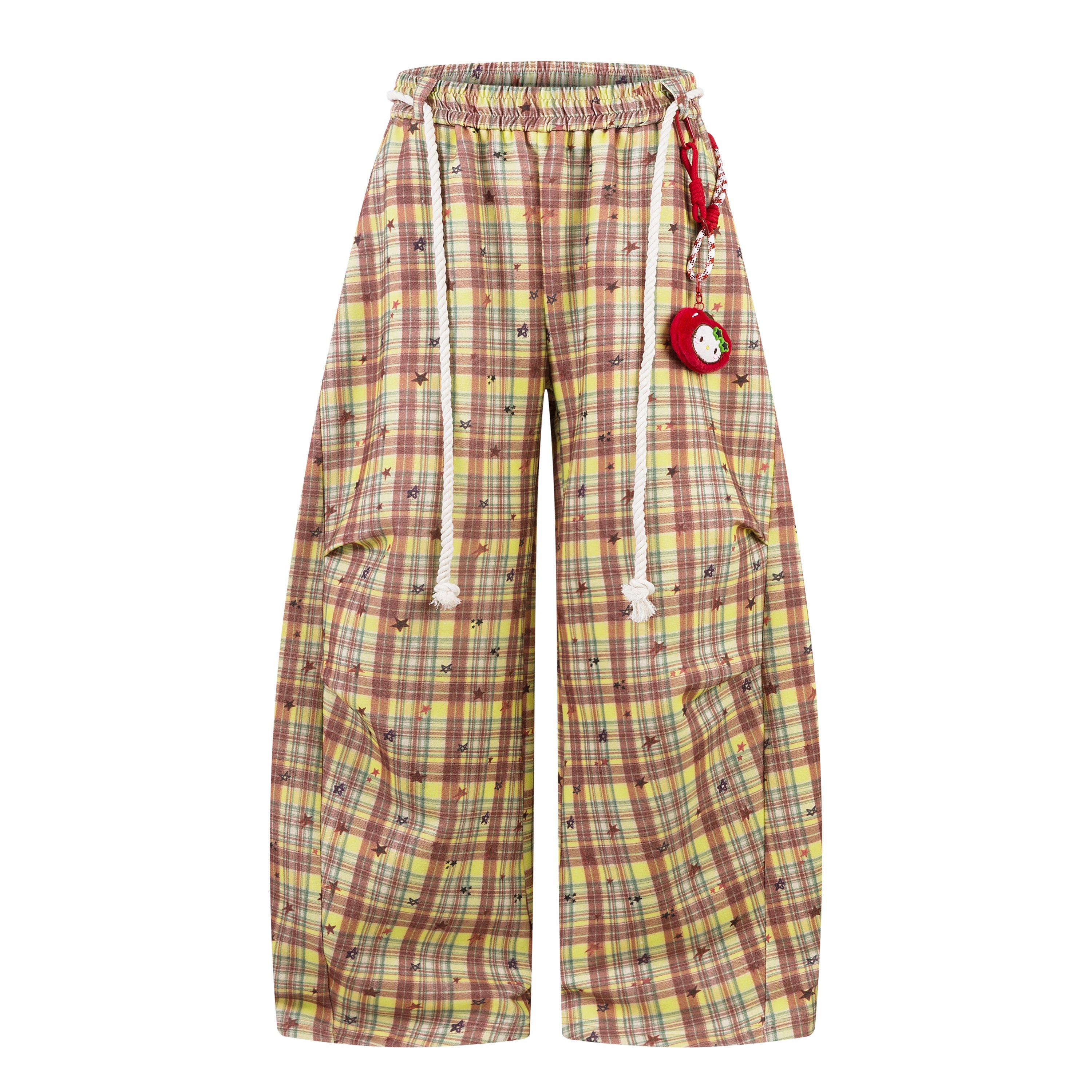 Omirad Yellow Plaid Bear Charm Pants
