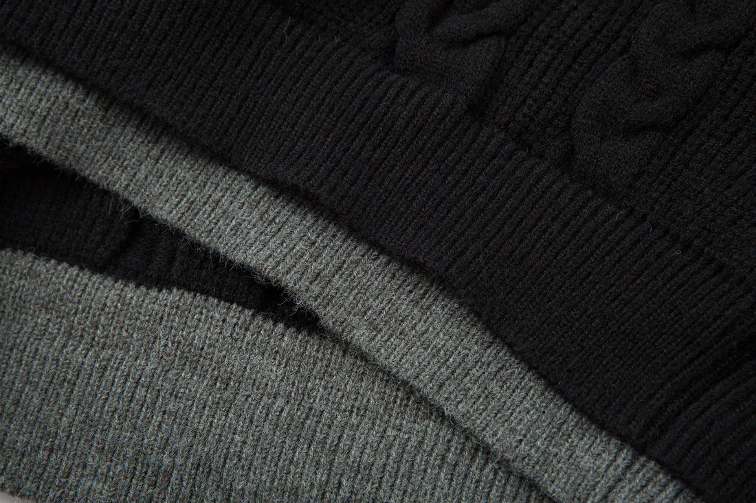 Omirad Vintage Cable Knit Polo Sweater