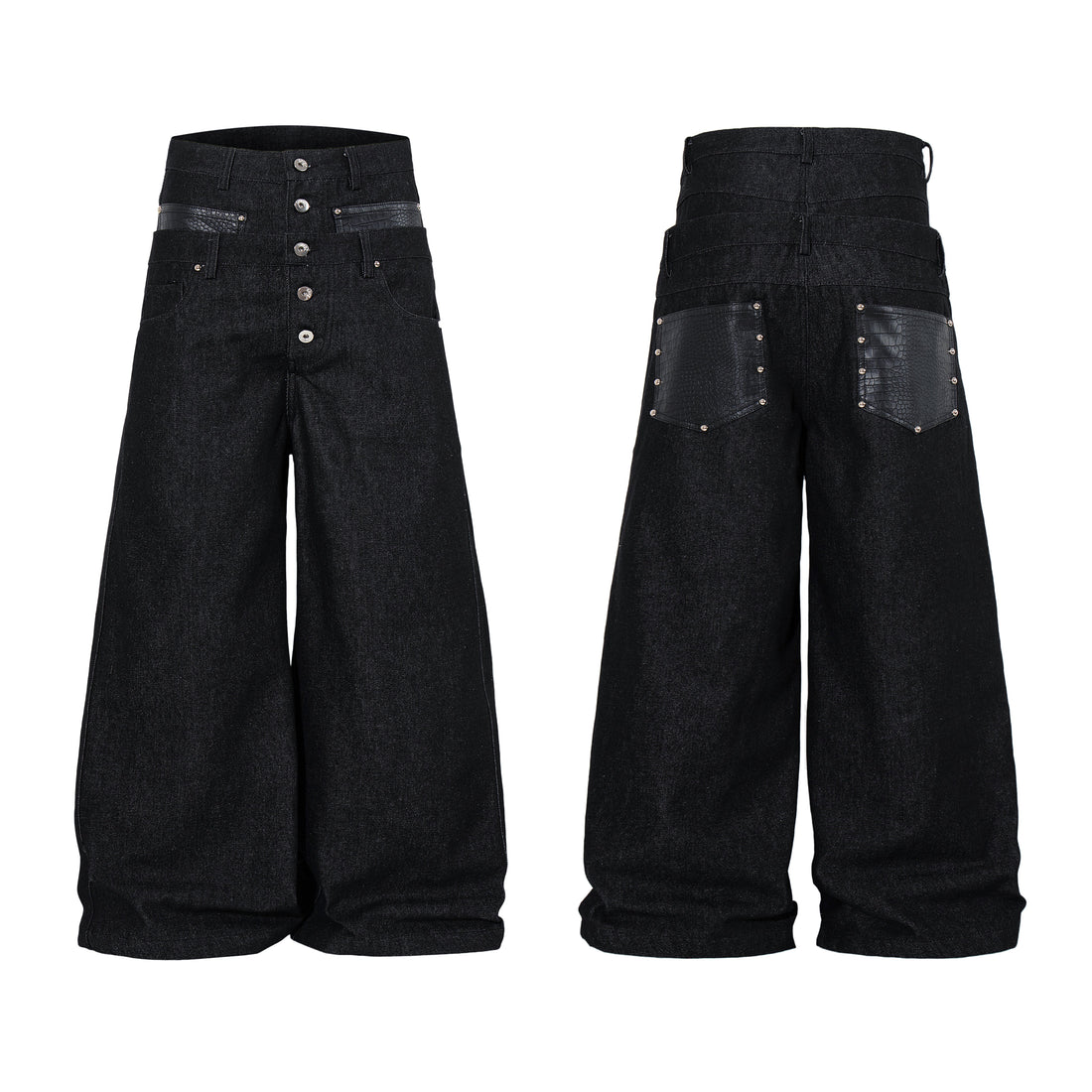 Omirad Wide Leg Button Fly Denim Pants
