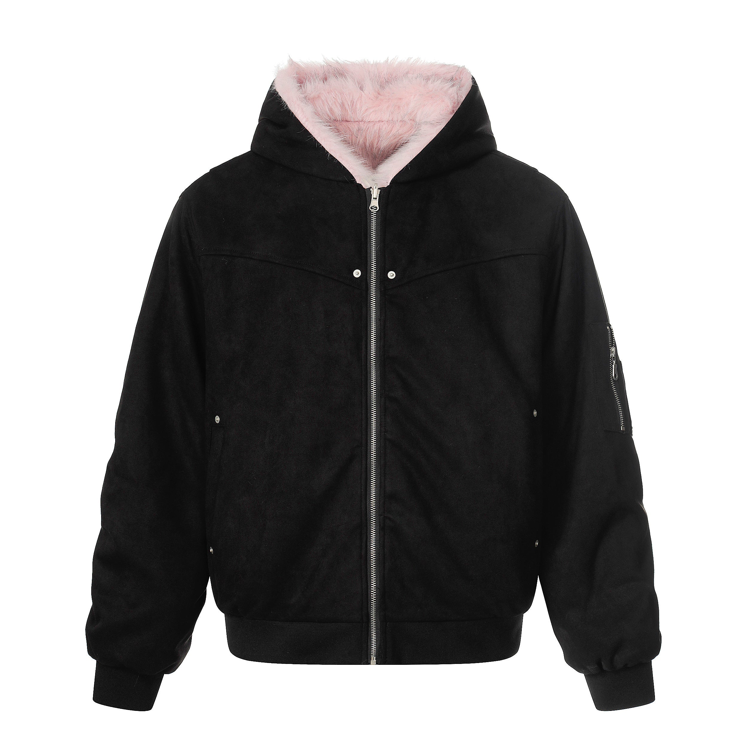 Omirad Reversible Faux Suede Fur Hooded Jacket