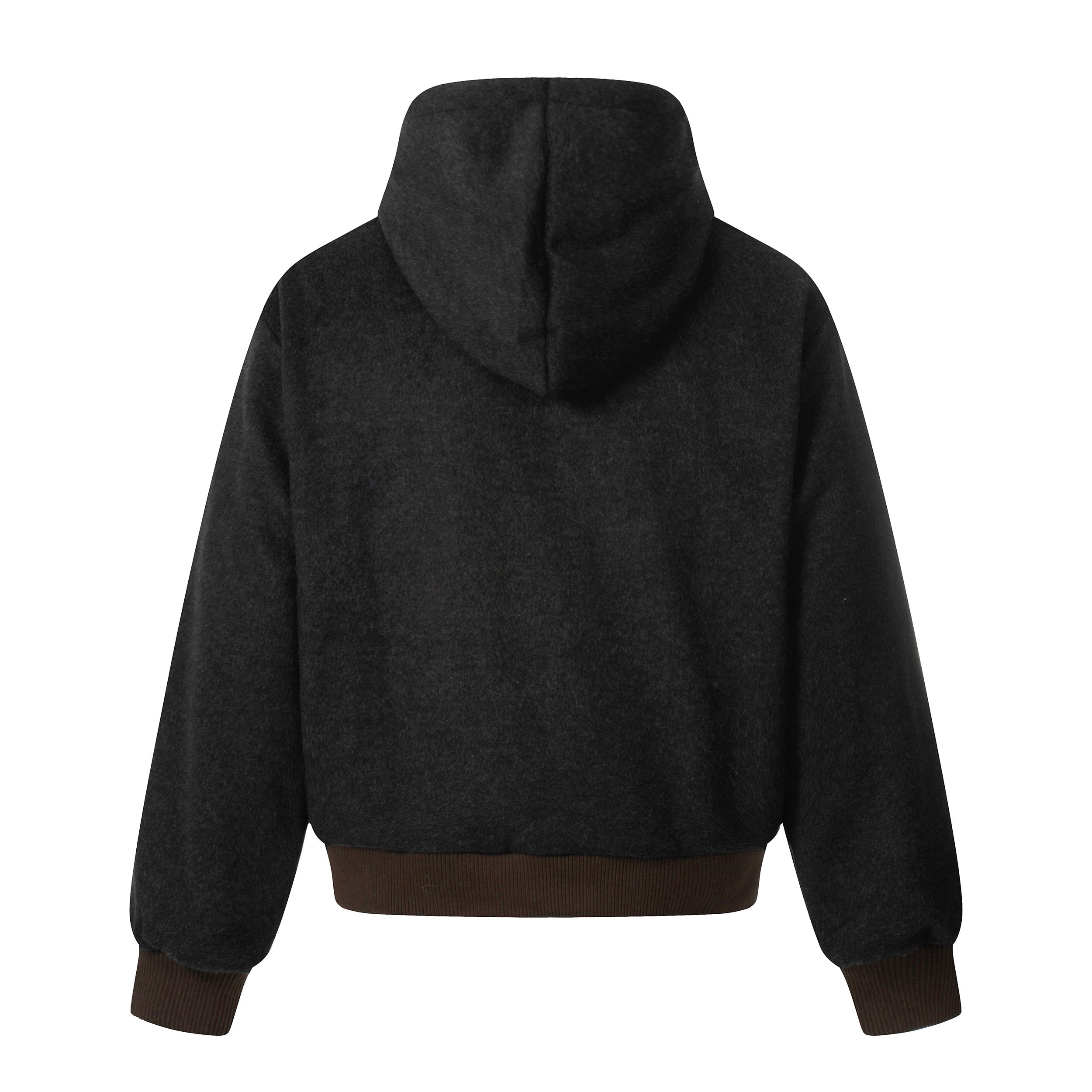 Omirad Wool Blend Fleece Hooded Bomber Jacket