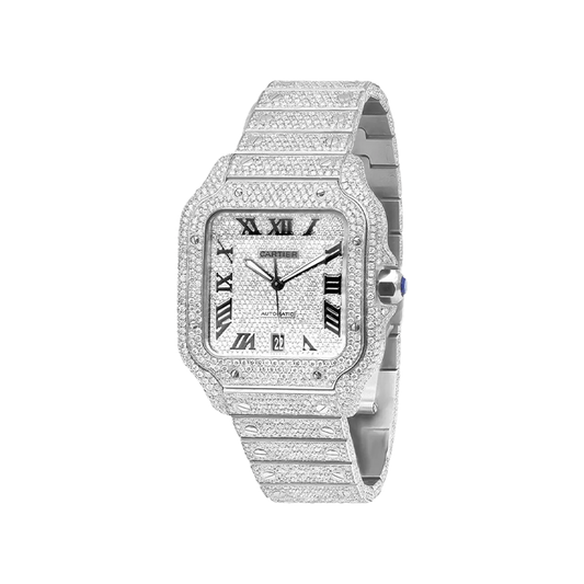 Iced Out Cartier Santos 40mm Diamond Watch 25 ct