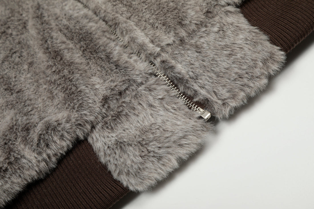 Omirad Wool Blend Fleece Hooded Bomber Jacket