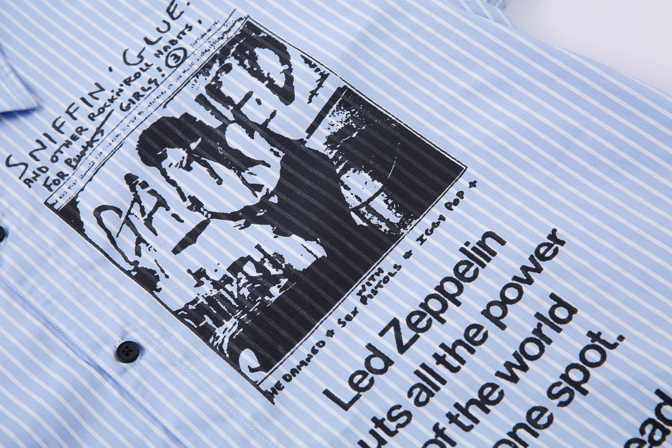 Omirad Punk Print Layered Stripe Shirt