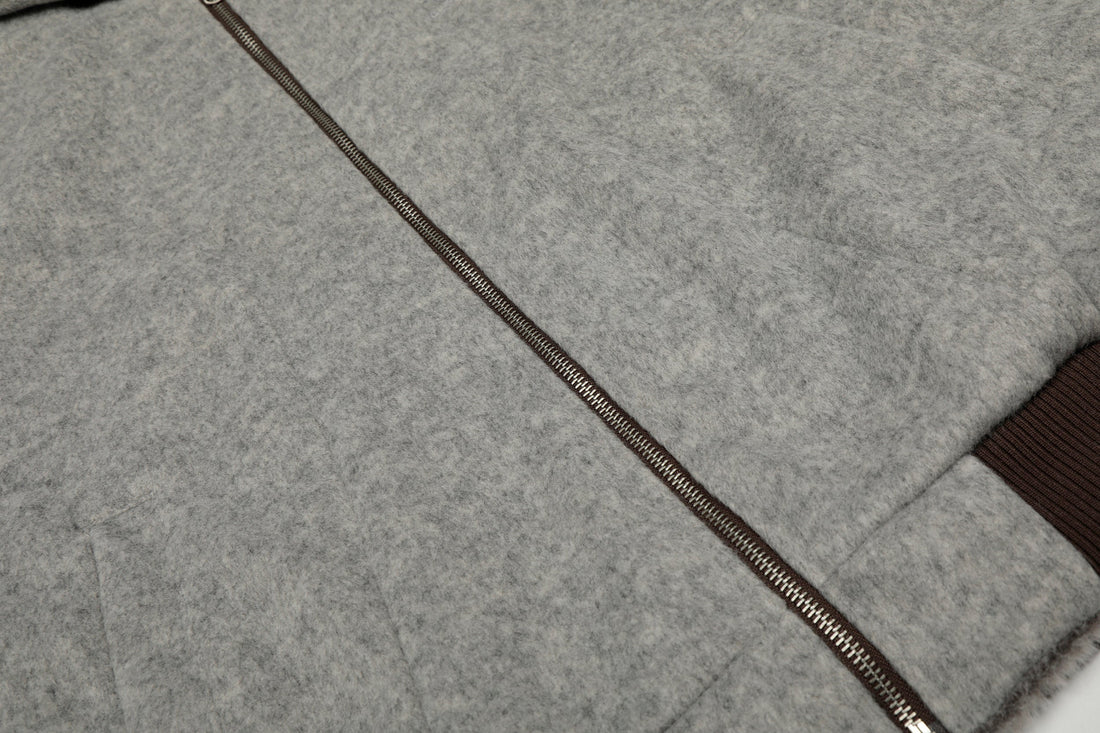 Omirad Wool Blend Fleece Hooded Bomber Jacket