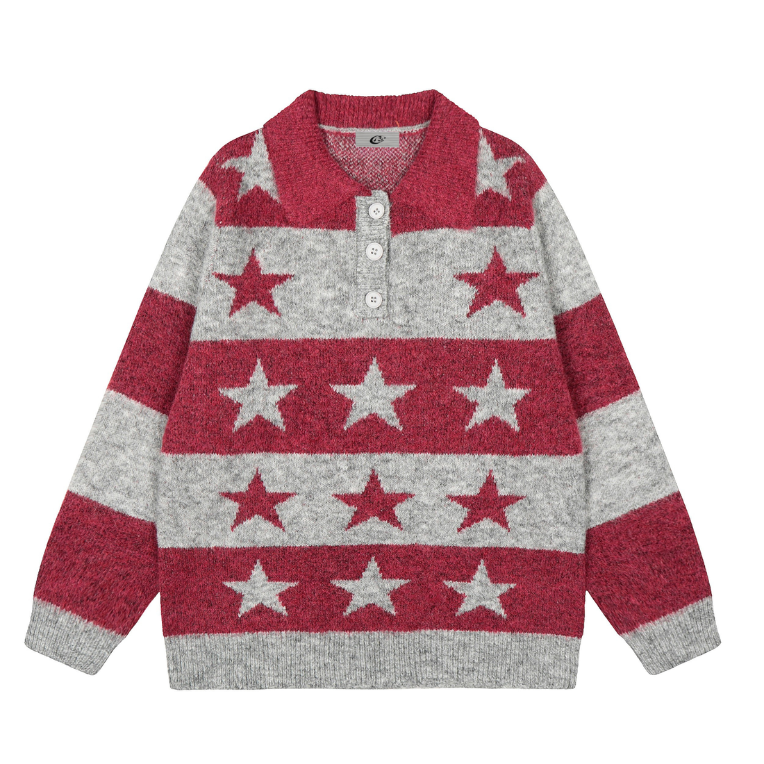 Omirad Star Stripe Knit Polo Sweater