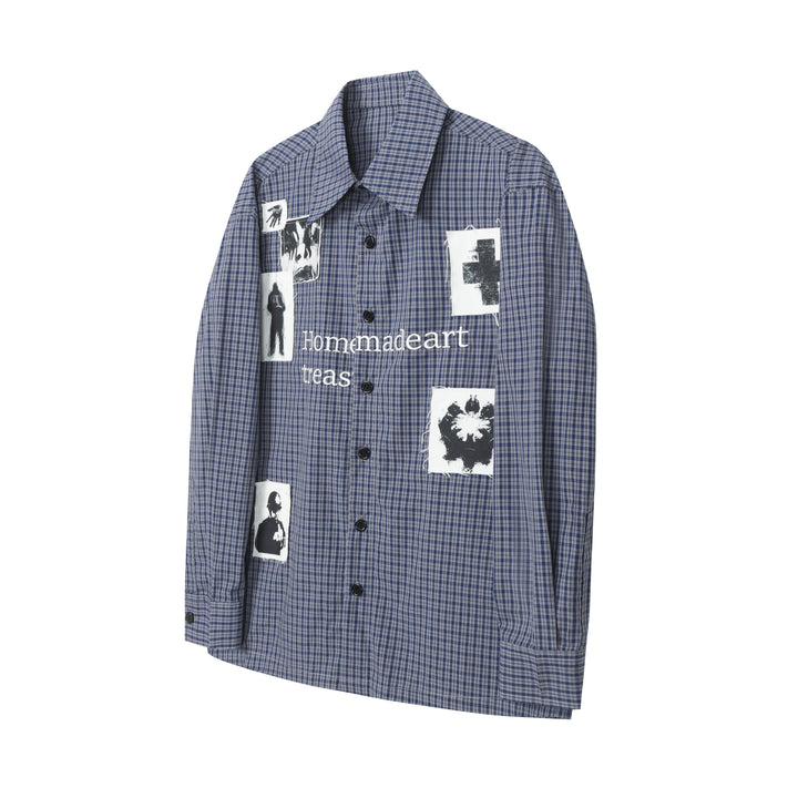 Omirad Patchwork Graphic Plaid Shirt