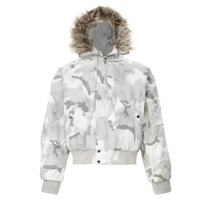 Omirad Arctic Camo Fur Bomber Jacket
