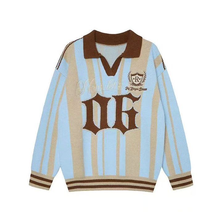Omirad Retro Varsity “06” Knit Polo Sweater