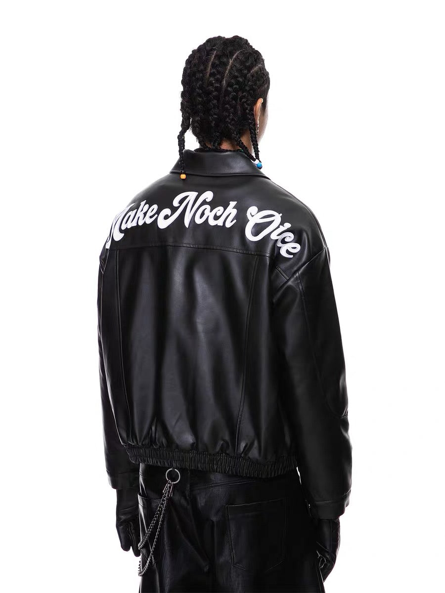 Omirad Vintage Lettering PU Jacket