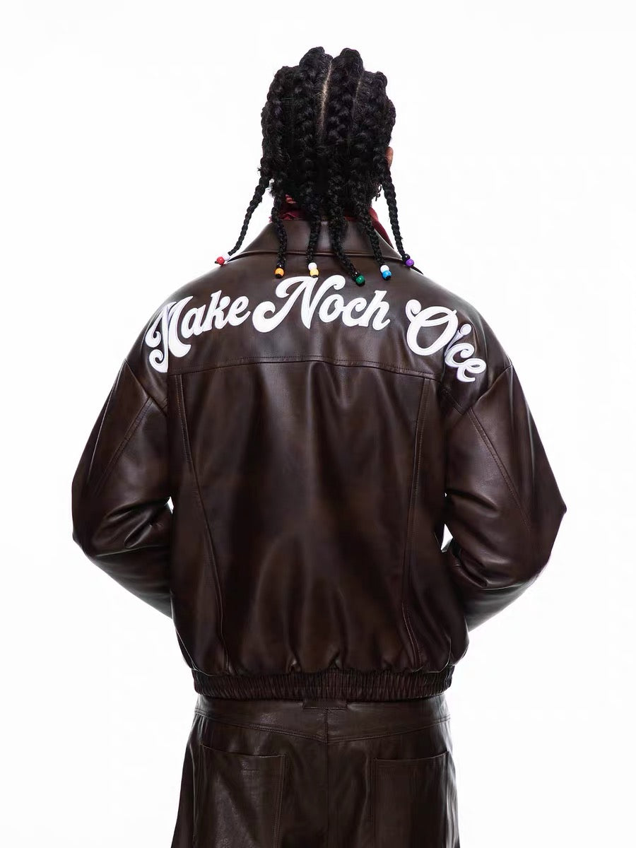 Omirad Vintage Lettering PU Jacket