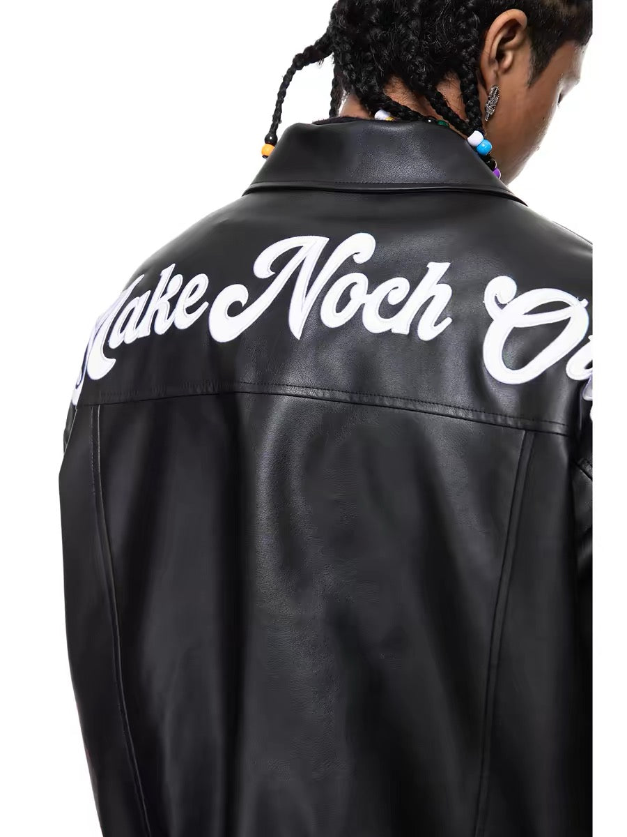 Omirad Vintage Lettering PU Jacket
