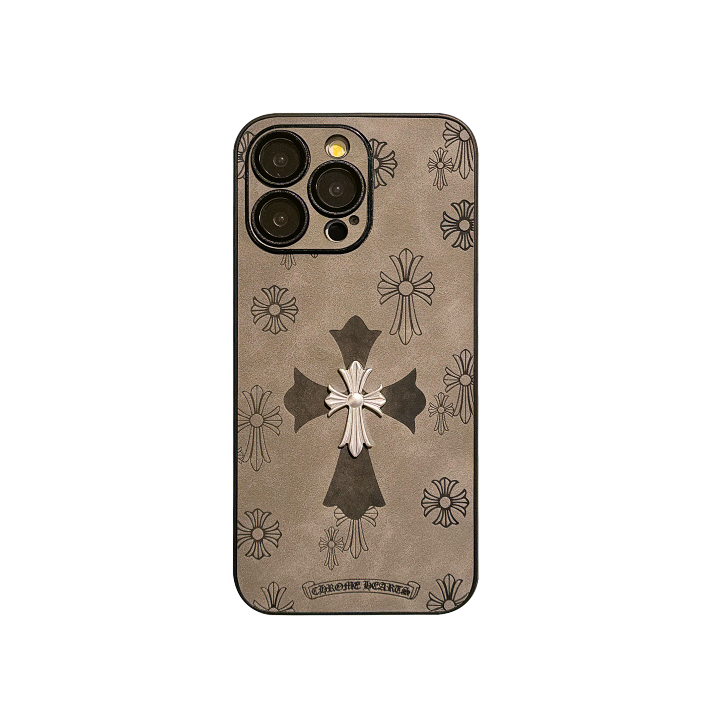 Leather Phone Case | Double Cross Grey