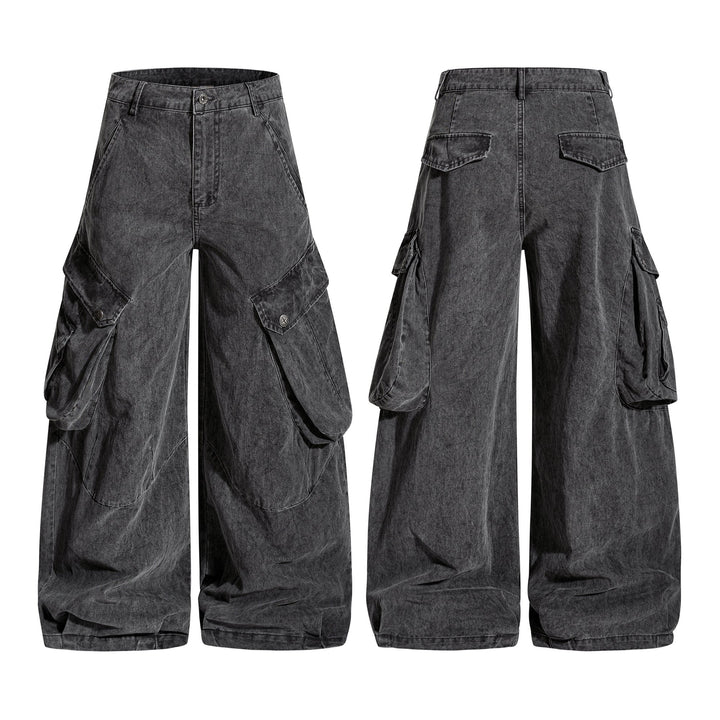 Omirad Washed Wide-Leg Cargo Pants