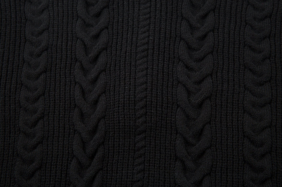 Omirad Vintage Cable Knit Polo Sweater