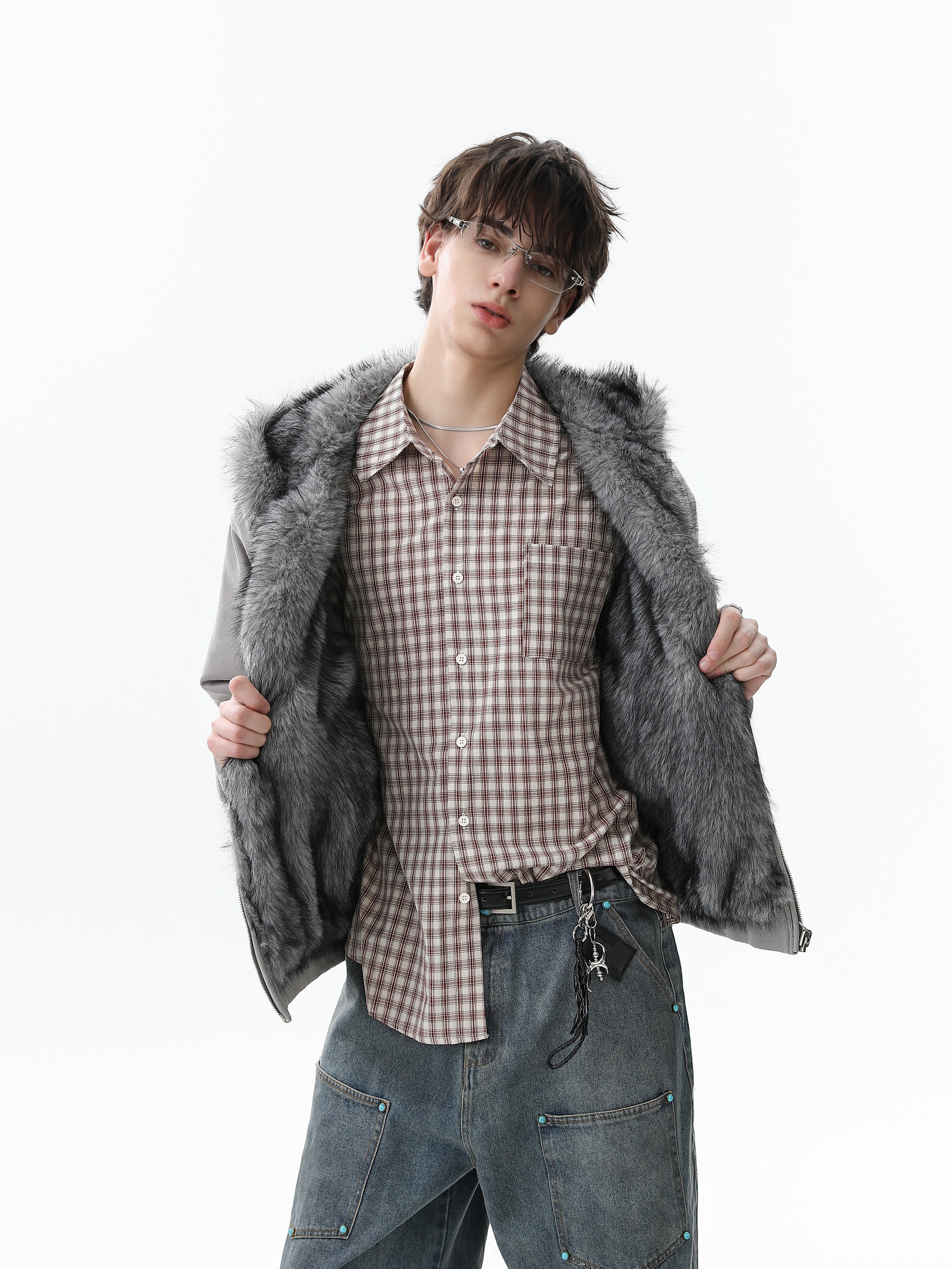 Omirad Reversible Faux Suede Fur Hooded Jacket