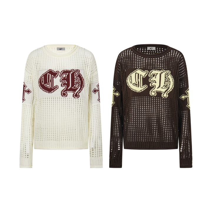Omirad Hollow Knit Crewneck Sweater