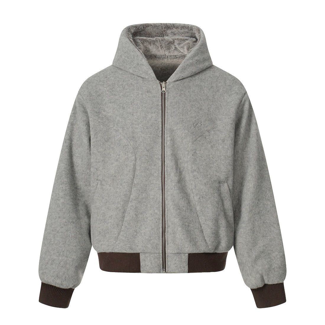 Omirad Wool Blend Fleece Hooded Bomber Jacket