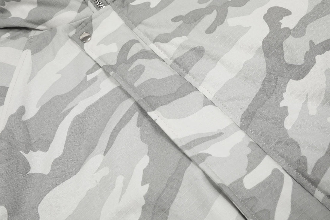 Omirad White Camo Faux Fur Hooded Padded Jacket