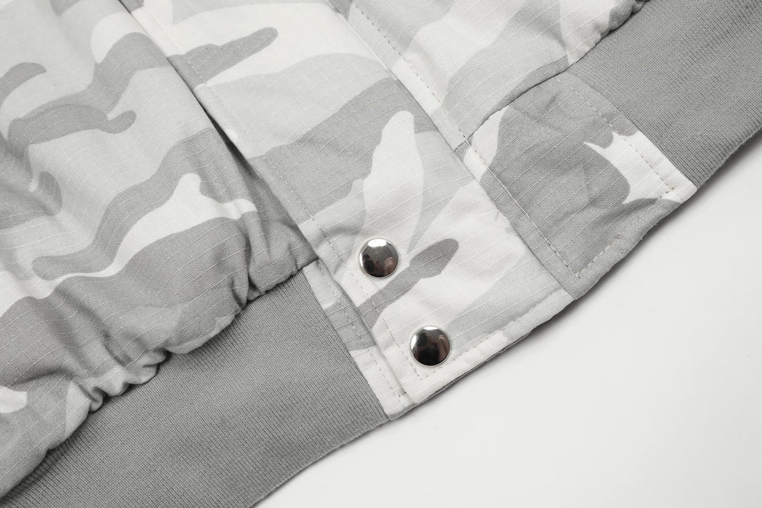 Omirad White Camo Faux Fur Hooded Padded Jacket