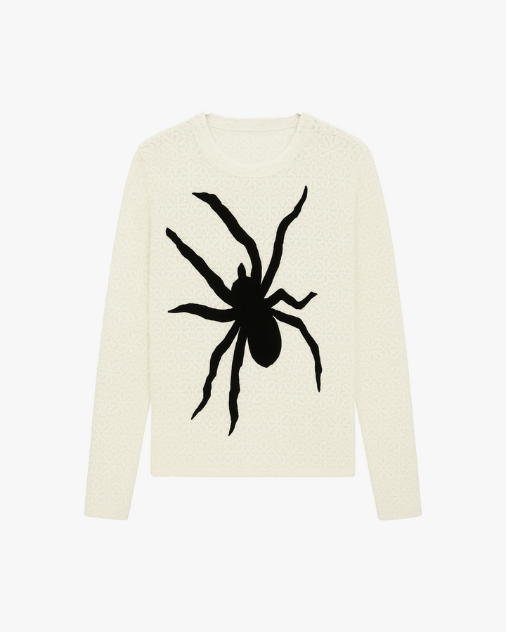 Tarantula Floral-Lace Knit Sweater