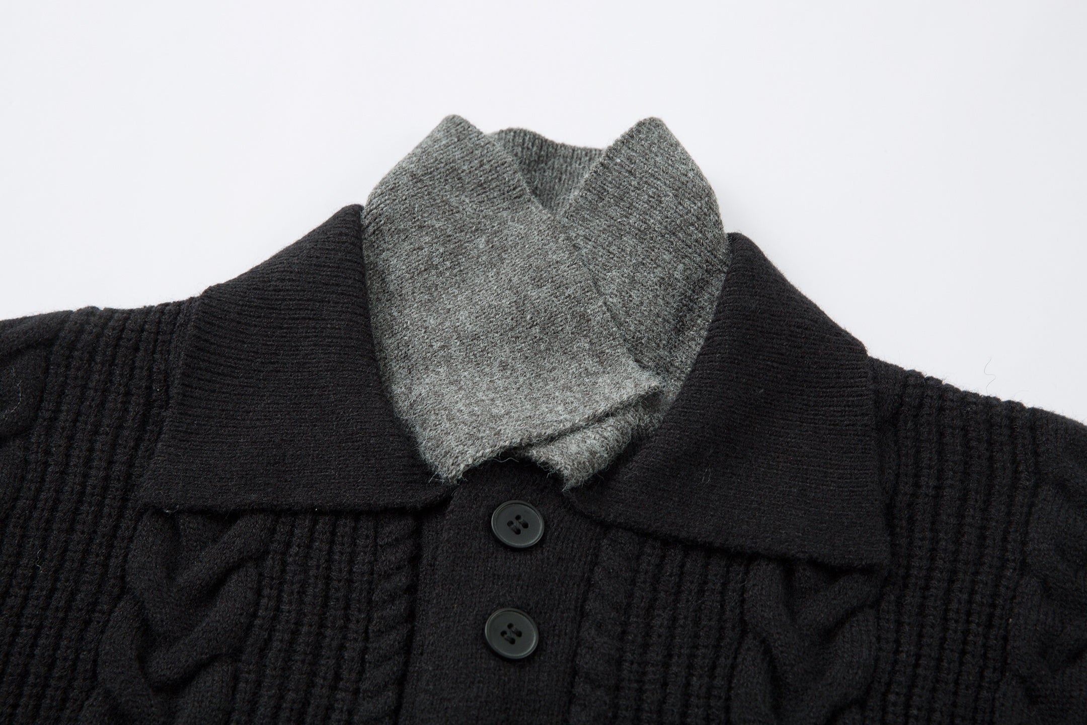 Omirad Vintage Cable Knit Polo Sweater