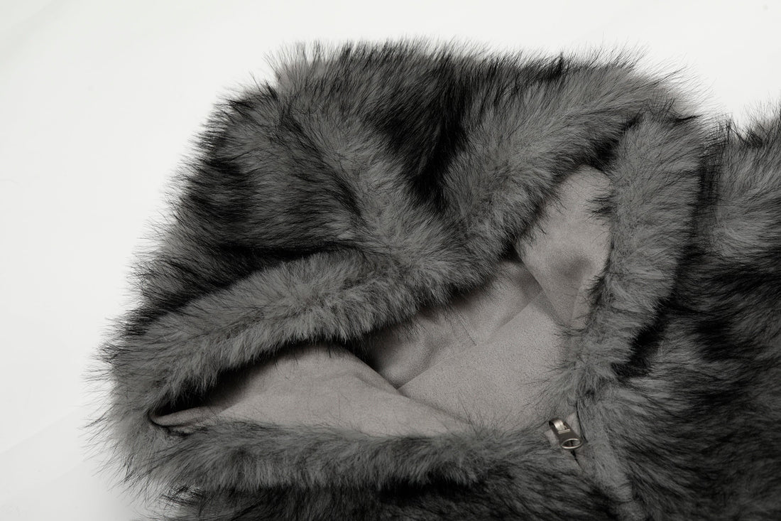 Omirad Reversible Faux Suede Fur Hooded Jacket
