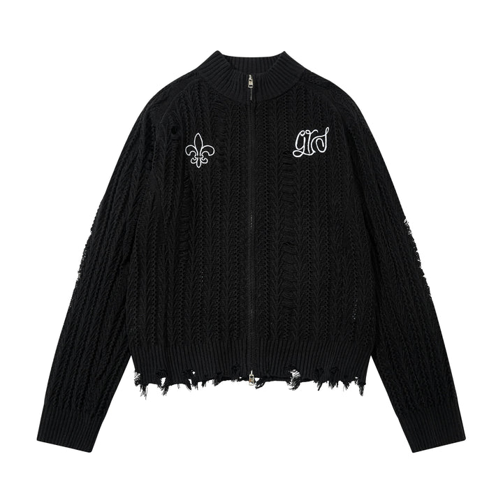 Omirad Distressed Knit Zip Cardigan