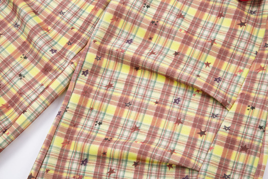 Omirad Yellow Plaid Bear Charm Pants