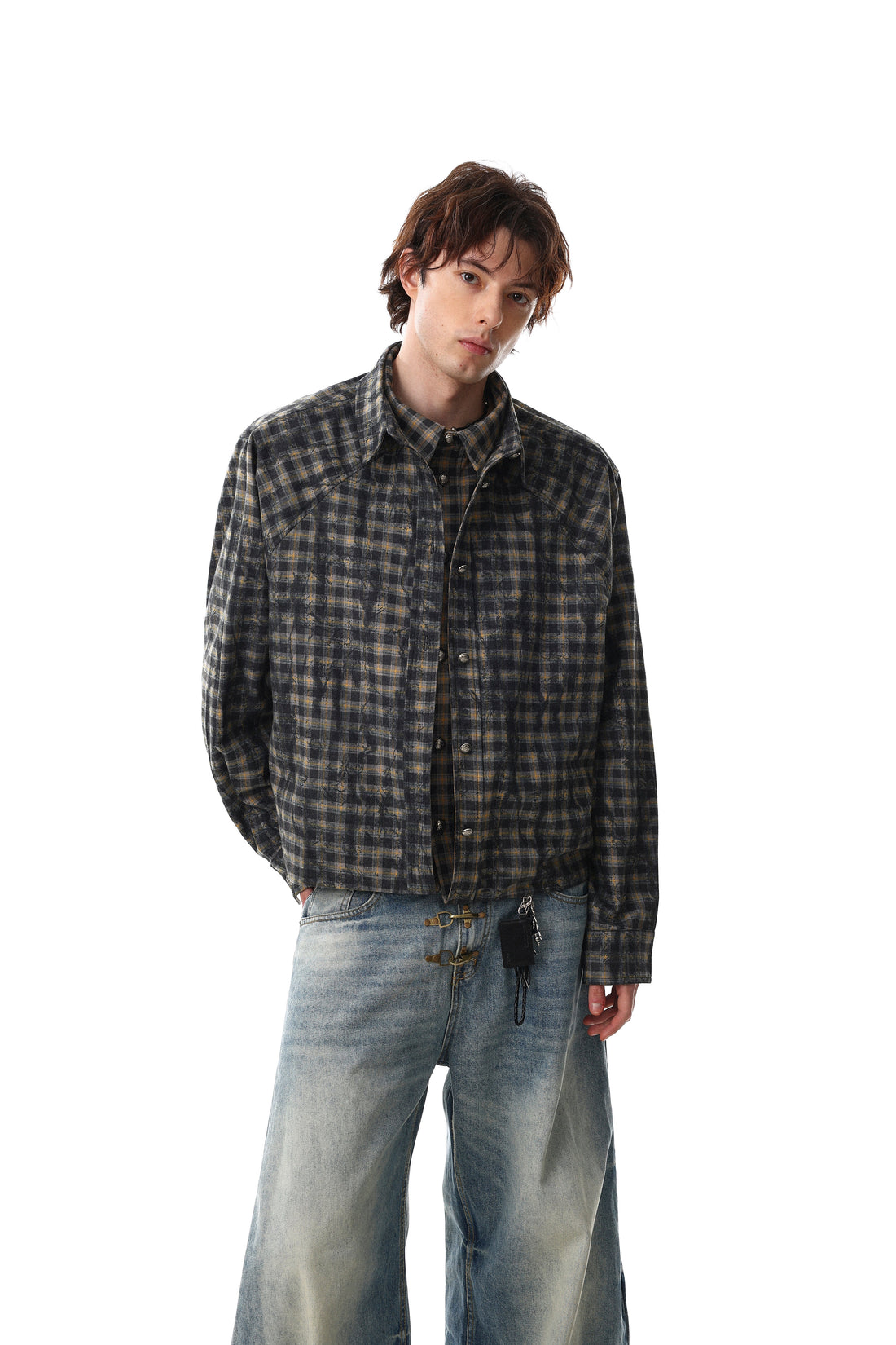Omirad Vintage Plaid Button-Up Jacket