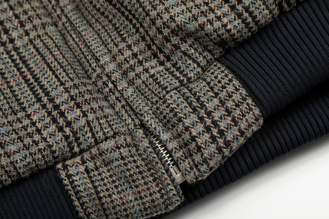 Omirad Vintage Check Wool Blend Bomber Jacket