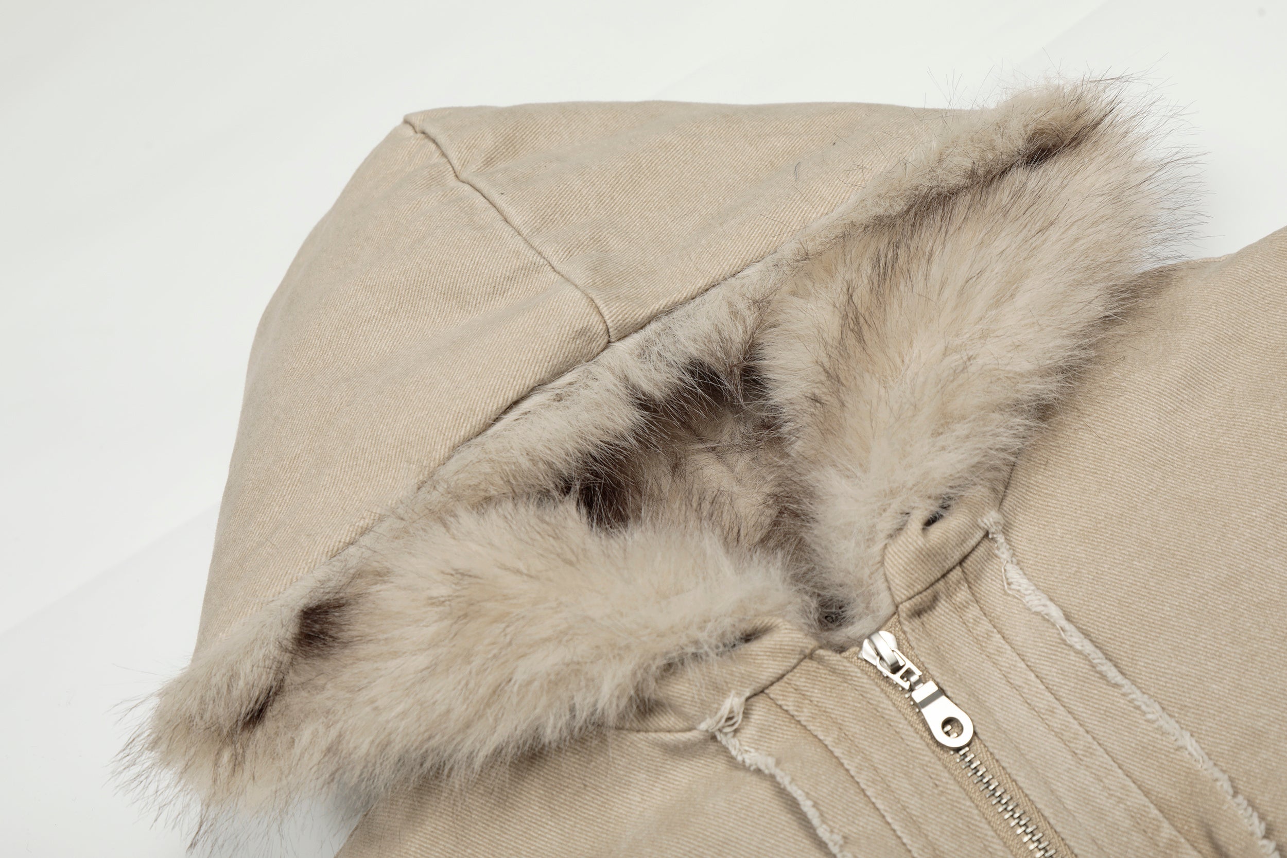 Omirad Washed Shearling-Lined Denim Hooded Jacket