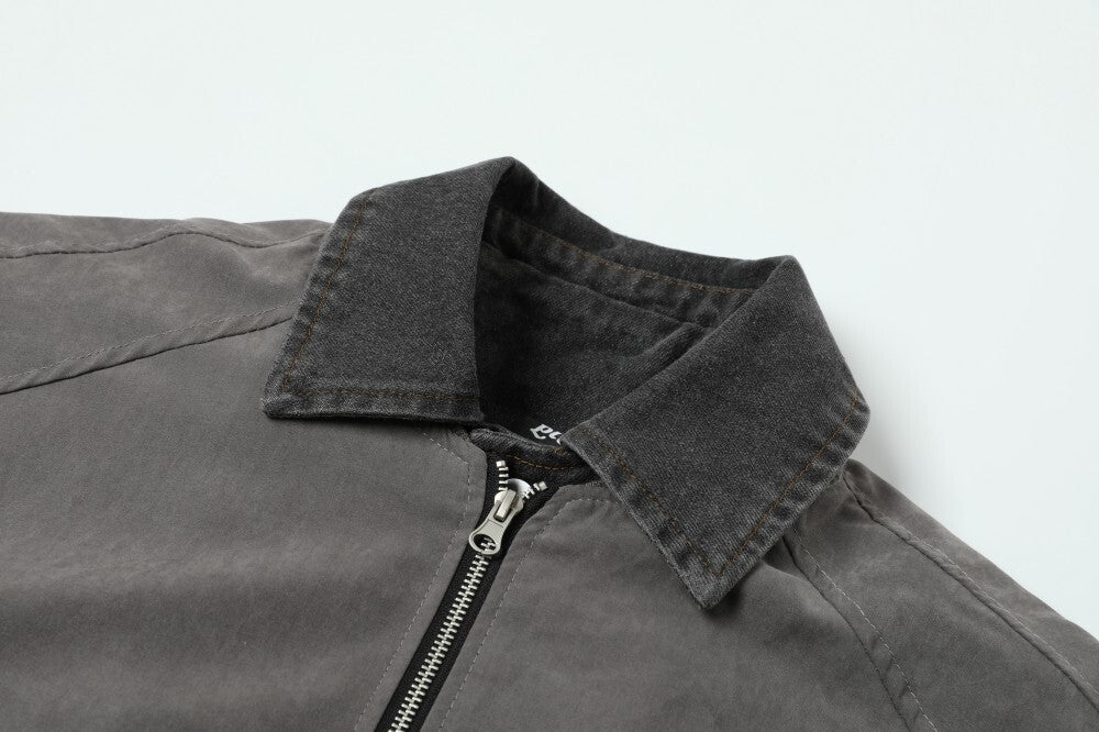 Omirad Vintage Contrast-Collar Cotton Jacket