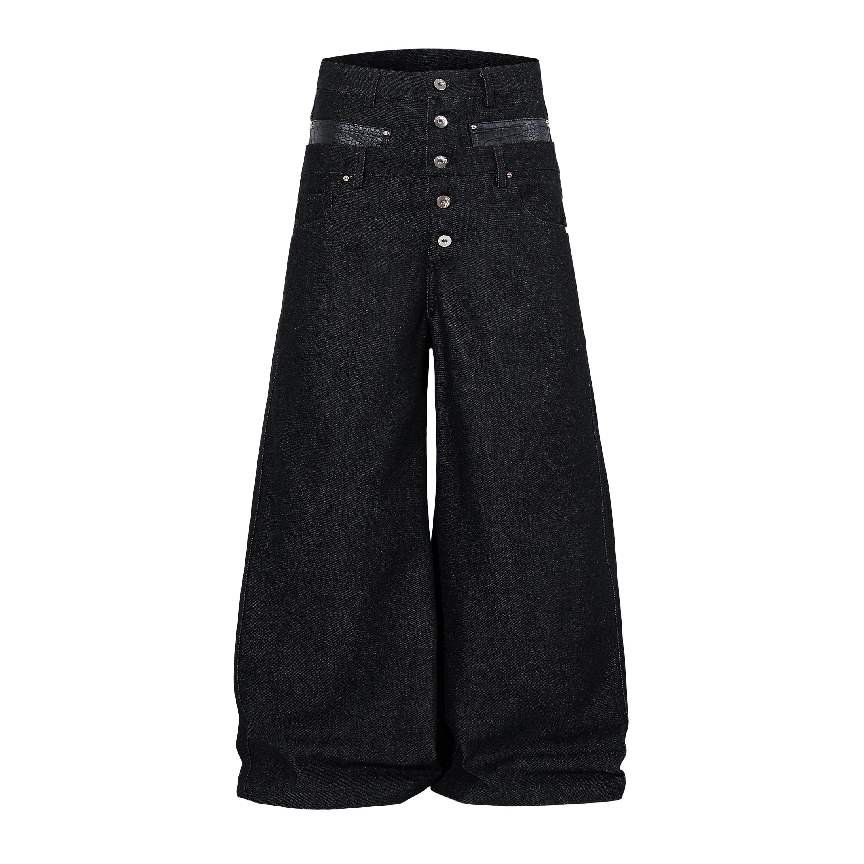 Omirad Wide Leg Button Fly Denim Pants