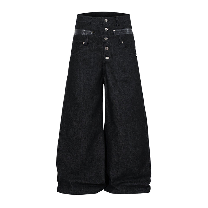 3-6-5.shop Wide Leg Button Fly Denim Pants