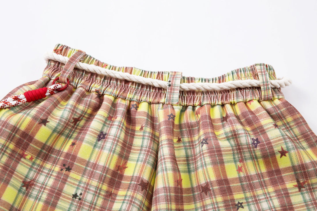 Omirad Yellow Plaid Bear Charm Pants