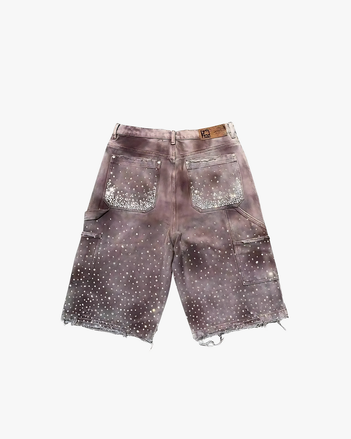 Studded Distressed Denim Shorts