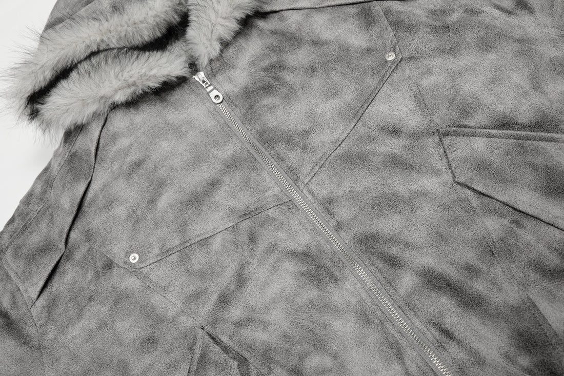 Omirad Washed Faux-Fur Hooded Jacket